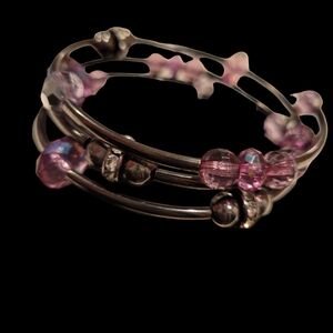 Elegant Silver and Pink Beaded Bracelet
